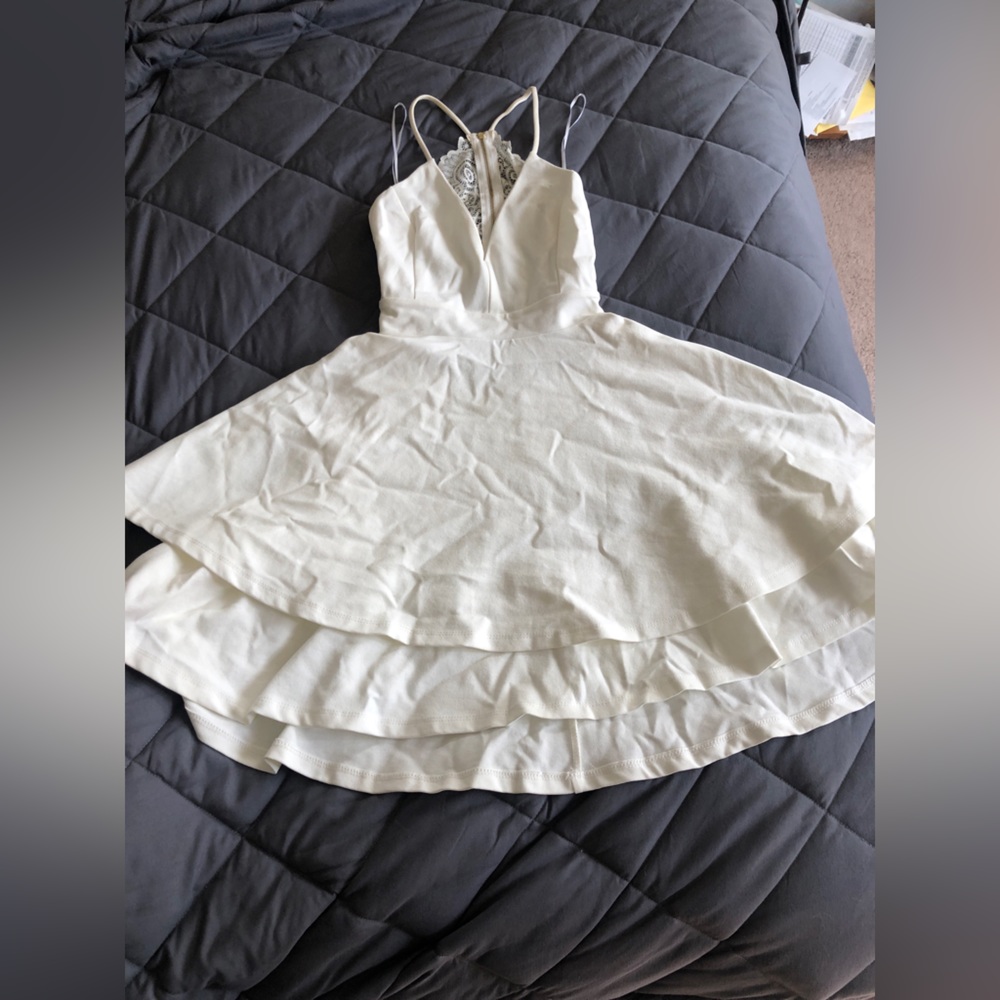 Dainty Hooligan White Layered Dress with Lace
